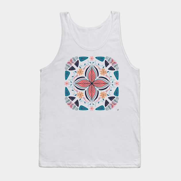 Flower Butterfly Vine Mandala - Transparent Tank Top by monitdesign